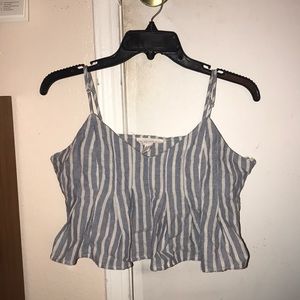 striped blue and white crop top